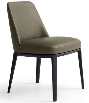 Sedie di cuoio crema Wearproof della sala da pranzo con le gambe nere