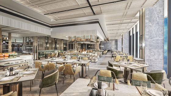 Arredamento in legno per la sala da pranzo dell' hotel che raggiunge il perfetto equilibrio tra stile e utilità