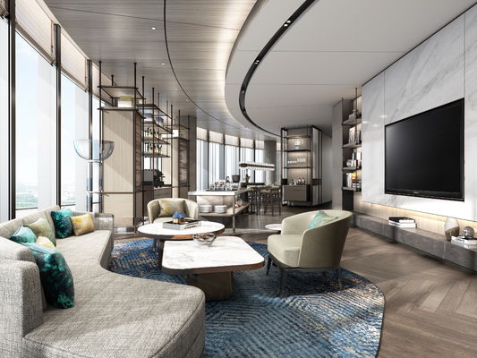 Arredamento Executive Lounge di pelle e velluto per un aspetto sofisticato