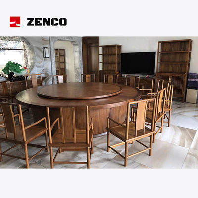 Set da pranzo in legno massello in stile cinese con tavolo rotante 12 sedie e 2 armadi di vino