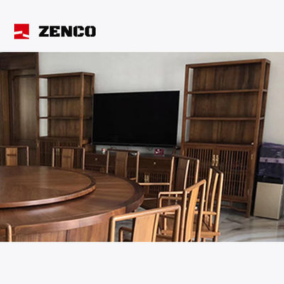 Set da pranzo in legno massello in stile cinese con tavolo rotante 12 sedie e 2 armadi di vino