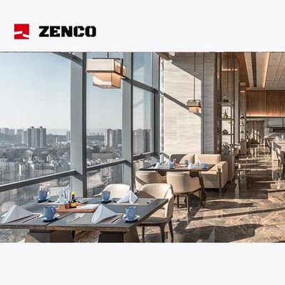Modern Luxury Hotel Restaurant Furniture Set Tavolo in legno massello e sedie in pelle per quattro