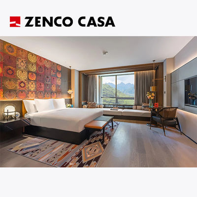 Arredamento per camera da letto contemporaneo dell'hotel con letto e tavolo da letto in legno massello