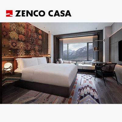 Arredamento per camera da letto contemporaneo dell'hotel con letto e tavolo da letto in legno massello