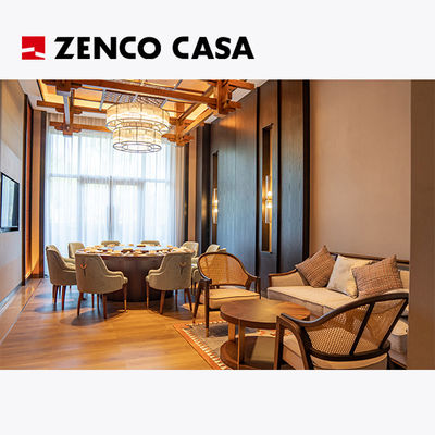 Set di arredamento per hotel e ristoranti in stile moderno, con grande tavolo rotondo e sedie