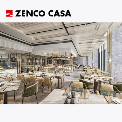 Set di arredi per hotel e ristoranti con sedia da pranzo in pelle e tavolo da pranzo in marmo