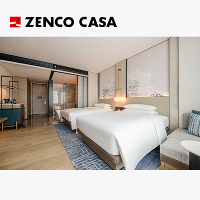 Set di mobili per camere da letto dell' hotel con letto singolo e tavolo da letto