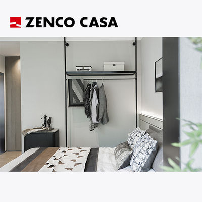 Appartamento di lusso leggero Set camera da letto con letto in legno massello e comodino in pelle
